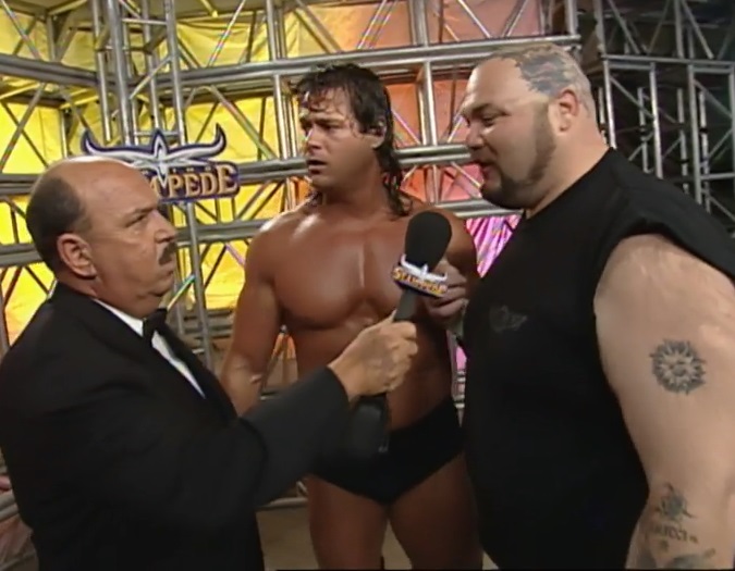 wcw-spring-stampede-2000-awesome-bigelow Bam Bam Bigelow and Mike Awesome talk to Mean Gene at Spring Stampede 2000