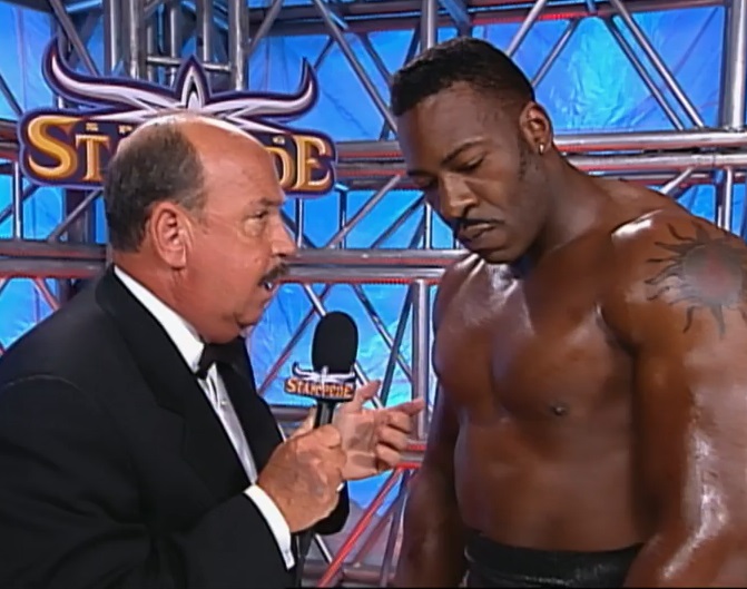 wcw-spring-stampede-2000-booker-t Booker T talks to Gene Okerlund at WCW Spring Stampede 2000