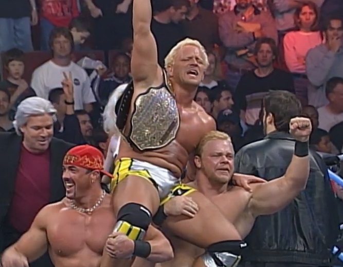 wcw-spring-stampede-2000-jarrett-title-win Jeff Jarrett celebrates winning the WCW World Title at Spring Stampede 2000