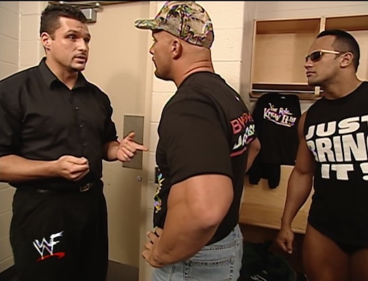 Just Joe confronts Steve Austin and The Rock at Unforgiven 2000