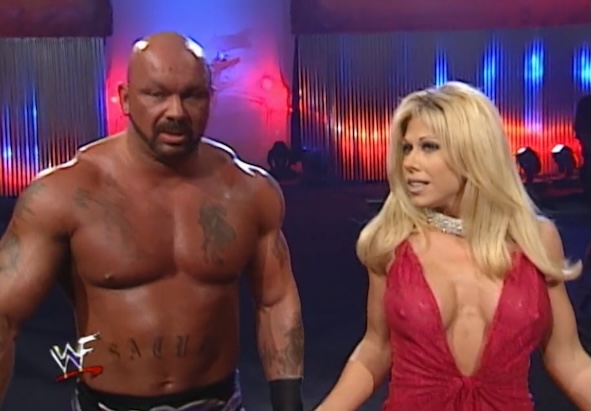Terri Runnels leads Perry Saturn into battle at WWF Unforgiven 2000