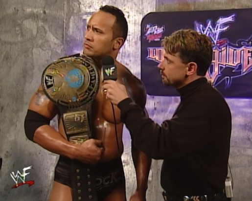 Michael Cole interviews WWF Champion The Rock
