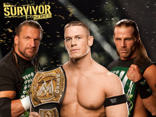 John Cena vs. Triple H vs. Shawn Michaels at WWE Survivor Series 2009. 