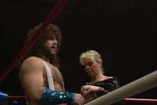 NWA CLASH OF THE CHAMPIONS 1 - 1988: Gorgeous Jimmy Garvin (w/ Precious) prepares to challenge Mike Rotundo for the TV title