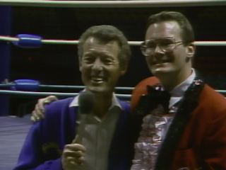 NWA CLASH OF THE CHAMPIONS 1 - 1988: Jim Cornette with Ken Osmond from Leave it to Beaver