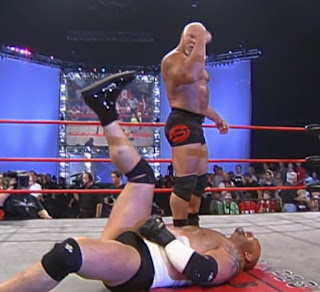 WCW New Blood Rising 2000 -  Scott Steiner gets ready to drop an elbow on Goldberg