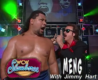 WCW Slamboree 1997 - Meng (w/ Jimmy Hart) faced Chris Benoit in a death match