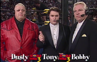 WCW WORLD WAR 3 1996 - Dusty Rhodes, Tony Schiavone, Bobby 'The Brain' Heenan were commentators for the event