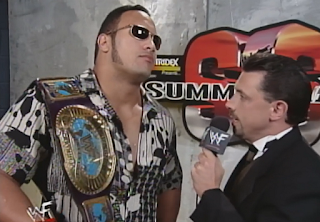 WWE / WWF Summerslam 1998 - Intercontinental Champion The Rock talks to Michael Cole