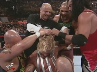 WWE / WWF Summerslam 1998 - X-Pac, Howard Finkle and The Headbangers cut off Jeff Jarrett's hair