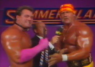 WWF / WWE Summerslam 1989 - Hulk Hogan and Brutus Beefcake cut a promo on Randy Savage and Zeus