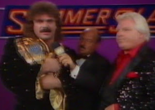 WWF / WWE Summerslam 1989 - Intercontinental Champion Ravishing Rick Rude vows to defeat The Ultimate Warrior