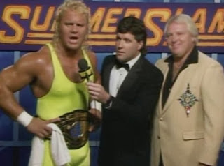 WWF / WWE - SUMMERSLAM 1990: WWF Intercontinental Champion Mr. Perfect (W/ Bobby Heenan) had some harsh words for his challenger, Texas Tornado