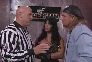 WWE / WWF - Summerslam 1999 - Special referee Jesse Ventura lays down the law to HHH and Chyna