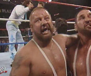 WWF / WWE: Wrestlemania 5 - The Bushwhackers celebrate their victory over The Fabulous Rougeaus