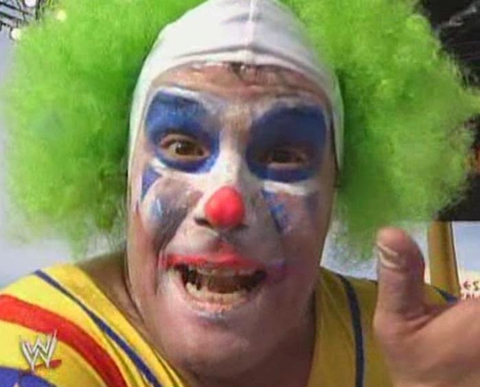 WWE / WWF WRESTLEMANIA 9: Doink The Clown, unmasked after his match with Crush