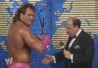 WWF / WWE WRESTLEMANIA 4: Mean Gene Okerlund talks about Brutus Beefcake's "package"