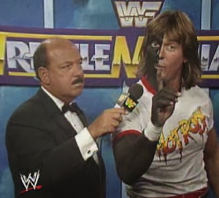 WWF / WWE: Wrestlemania 6 - Rowdy Roddy Piper painted half his body black to fight Bad News Brown. Nobody asked why.