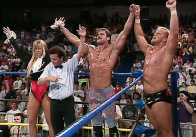 WCW Clash of the Champions XIX - The Dangerous Alliance celebrate a win of Buff Bagwell and Z-Man