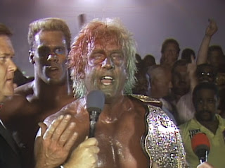 WCW / NWA Great American Bash 1989 -  Ric Flair covered in blood and Muta mist