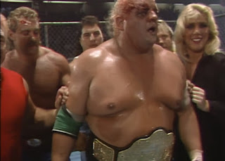 NWA Great American Bash 1986 (Greensboro, July 26th) - Dusty Rhodes celebrates winning the World Heavyweight Title from Ric Flair