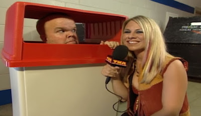 NWA-TNA Weekly Pay Per View - June 17 2002 - Goldylocks interviews Puppet The Psycho Dwarf in a bin