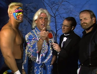 WCW Halloween Havoc 1989 -  Ric Flair teamed with Sting to face The Great Muta and Terry Funk