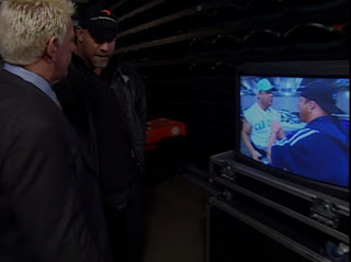 WCW Sin 2001 Review - Bill Goldberg and Ric Flair watch a monitor