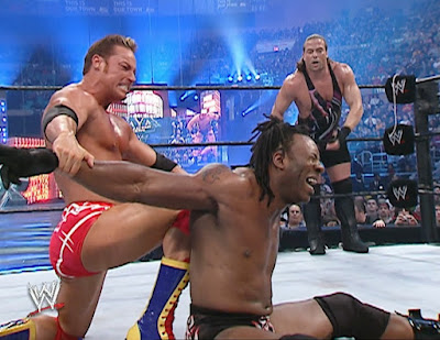 WWE Wrestlemania 20 - Rob Conway gets a bow-and-arrow on Booker T