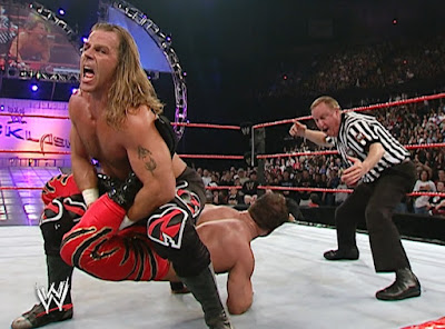 WWE Backlash 2004 - Shawn Michaels uses the Sharpshooter on Chris Benoit in Canada