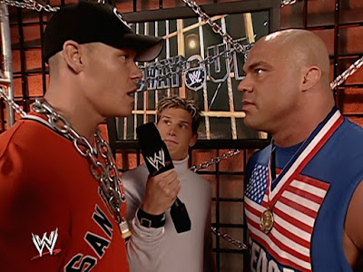 No Way Out '04 Review - Josh Matthews gets in the middle of Kurt Angle and John Cena