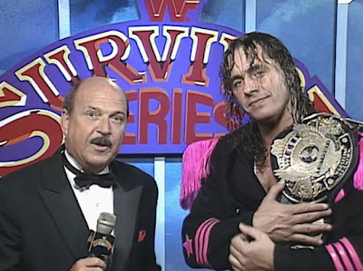 Mean Gene and Bret 'The Hitman' Hart at WWF Survivor Series 1992