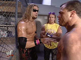 WWE / WWF Judgement Day 2001 - Kurt Angle catches up with Edge & Christian backstage