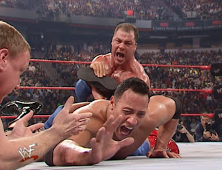 WWE / WWF No Way Out 2001 -  Kurt Angle threatens to break The Rock