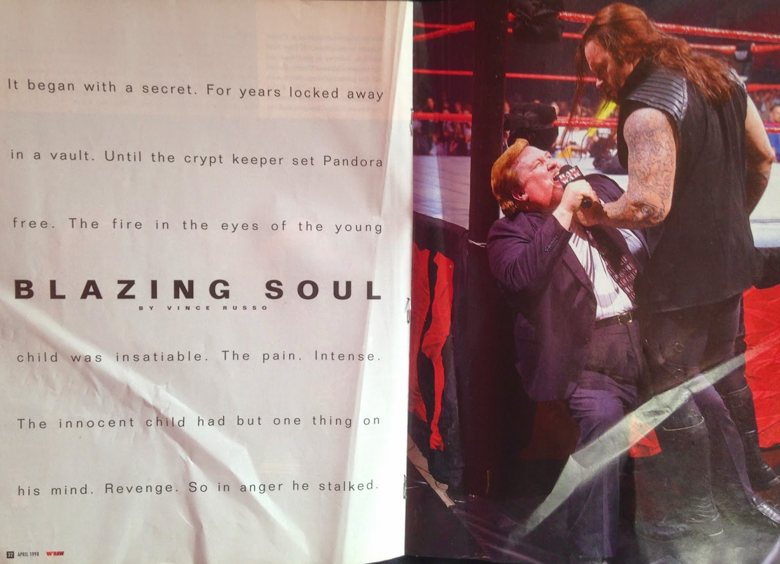 WWE - WWF Raw Magazine - April 1998 -  Undertaker vs. Kane picture essay