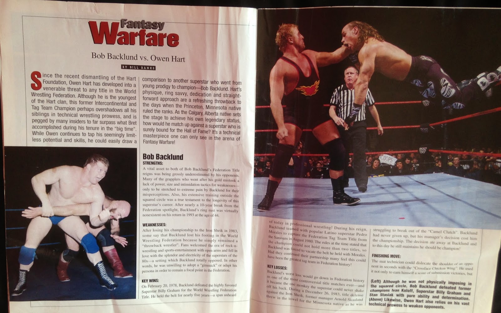 WWE - WWF Raw Magazine - April 1998 - Owen Hart vs. Bob Backlund fantasy warfare