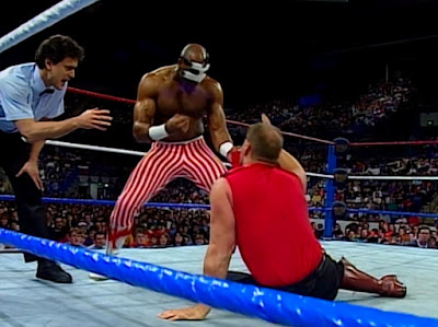 WWF UK Rampage 1992 - Virgil threatens to knock The Mountie's block off