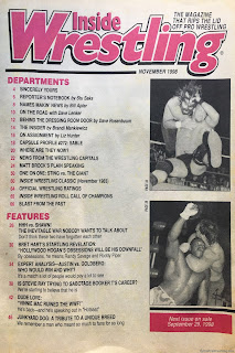 Inside Wrestling magazine - November 1998 - Contents page