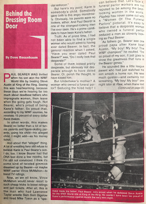 Inside Wrestling  - November 1998 - Dave Rosenbaum writes about Paul Bearer being Kane's dad