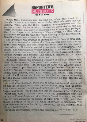 Inside Wrestling  - November 1998 - Stu Saks Reporter's Notebook