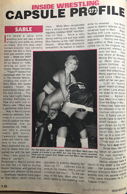 Inside Wrestling  - November 1998 - The profile on Sable claimed she and Mero were "close friends"