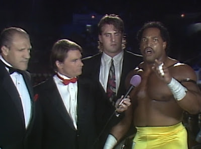 WCW Halloween Havoc 92 - Bruno Sammartino, Tony Schiavone, Erik Watts, and Ron Simmons