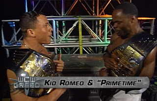 WCW Greed 2001 - Kid Romeo and Prime Time Elix Skipper celebrate backstage