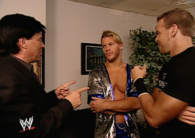 WWE Armageddon 2002 - Eric Bischoff talks to Christian & Chris Jericho about their battle of the sexes match