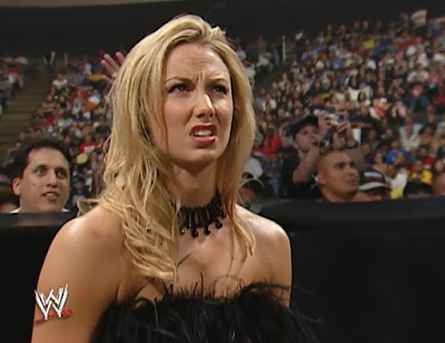 WWE Bad Blood 2003 - Stacy Keibler looks like she just smelled a fart