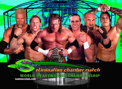 WWE Summerslam 2003 - match graphic for the Elimintion Chamber match