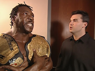 WWE/ WWF Invasion 2001 - Shane McMahon psyches up WCW US and World Champion Booker T