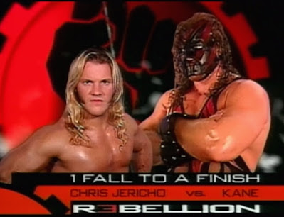 WWE / WWF Rebellion 2000 - Kane's match with Chris Jericho was weirdly billed as '1 fall to a finish' despite most matches being one fall