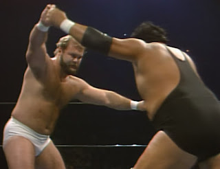 NWA Starrcade 1985 - Arn Anderson locks up with Wahoo McDaniel